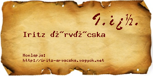 Iritz Árvácska névjegykártya